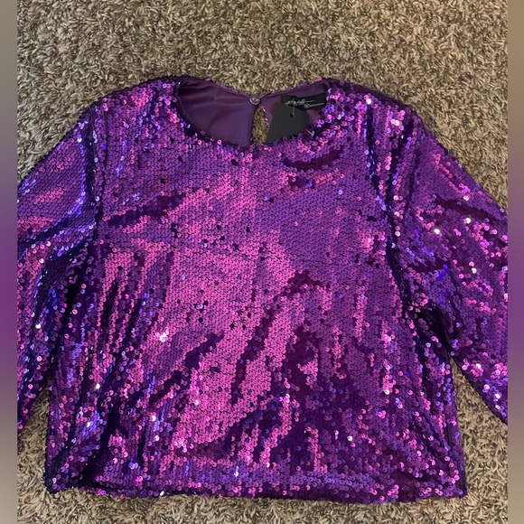 Game Day Purple Sequin Cropped Top - Picture 9 of 11